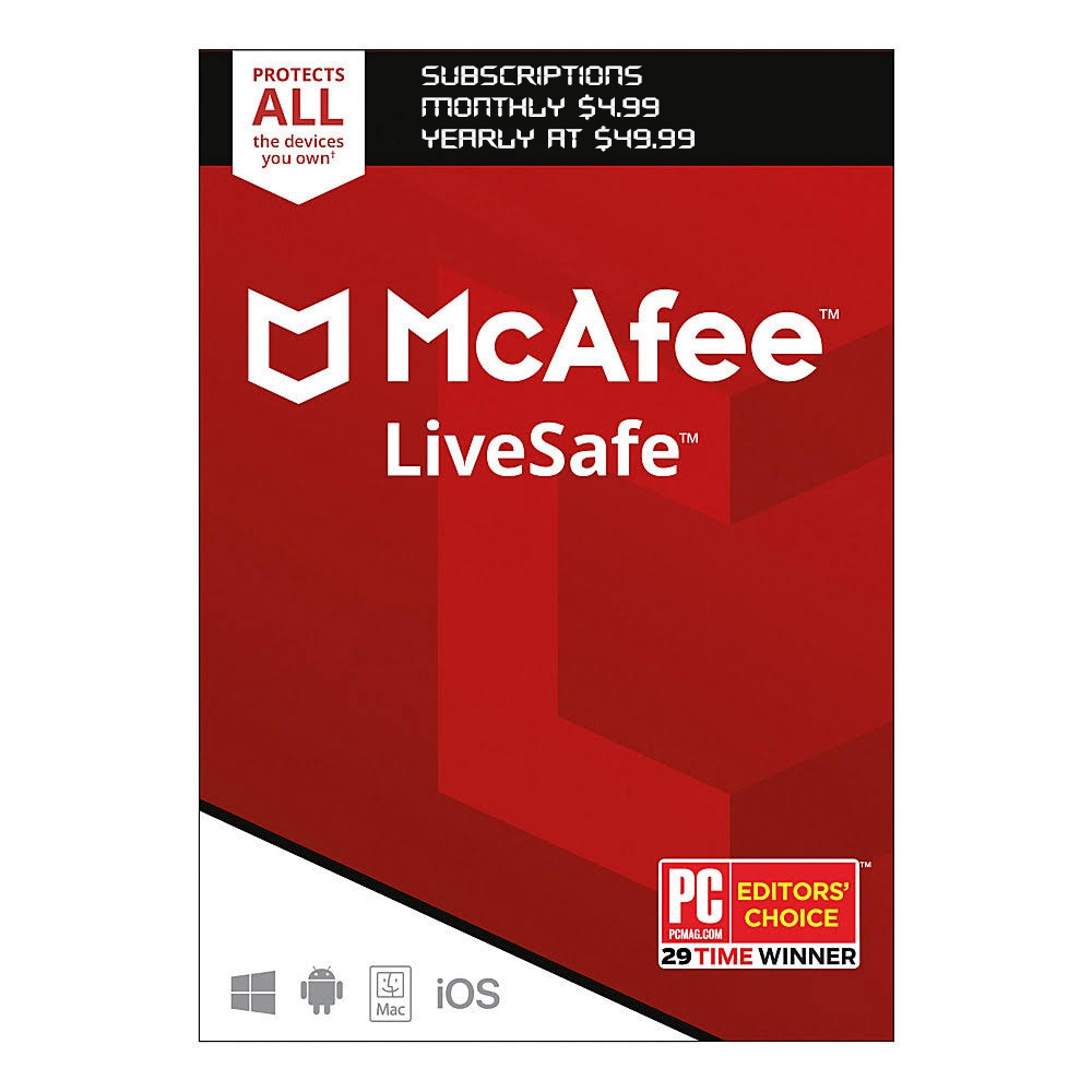 Mcafee LiveSafe Virus Protection Subscriptions